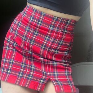 Red plaid mini skirt from brandy Melville